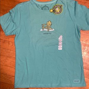 Life Is Good Relaxed Fit Teal Green Tee Size Small